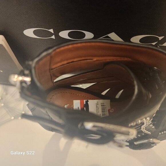 Coach Black Leather "Paisley Cutout" Studded Booties. NIB. Size 6 - Picture 5 of 13